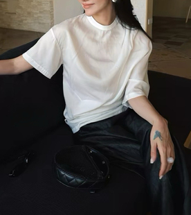 LiHuiEr李慧儿【阿斯图海岛】白色圆领短袖T恤夏盐系轻熟宽松上衣
