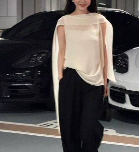 LiHuiEr李慧儿 乌兰巴托半岛 无袖上衣女夏设计感小众衬衫雪纺衫