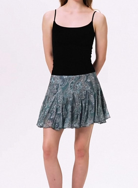 alright 桑蚕丝缎面连腰设计A字复古腰果花散摆半身裙