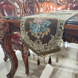 桌旗欧式奢华茶旗美式餐桌布长条茶几电视柜布艺床旗现代简约北欧