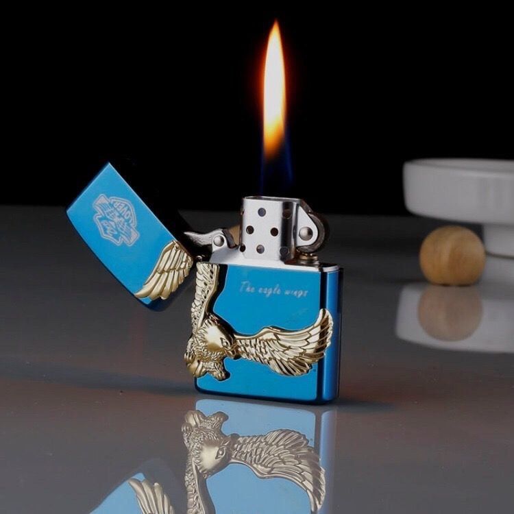 ZORRO佐罗煤油打火机立体老鹰浮雕蓝金撞色个性防风创意男士礼物