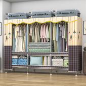 简易衣柜家用卧室出租房用布衣柜全钢架钢管加厚加粗结实耐用组装