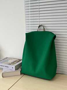 小众网格布极简纯色空气感双肩包背包电脑包高级感轻便韩系通勤