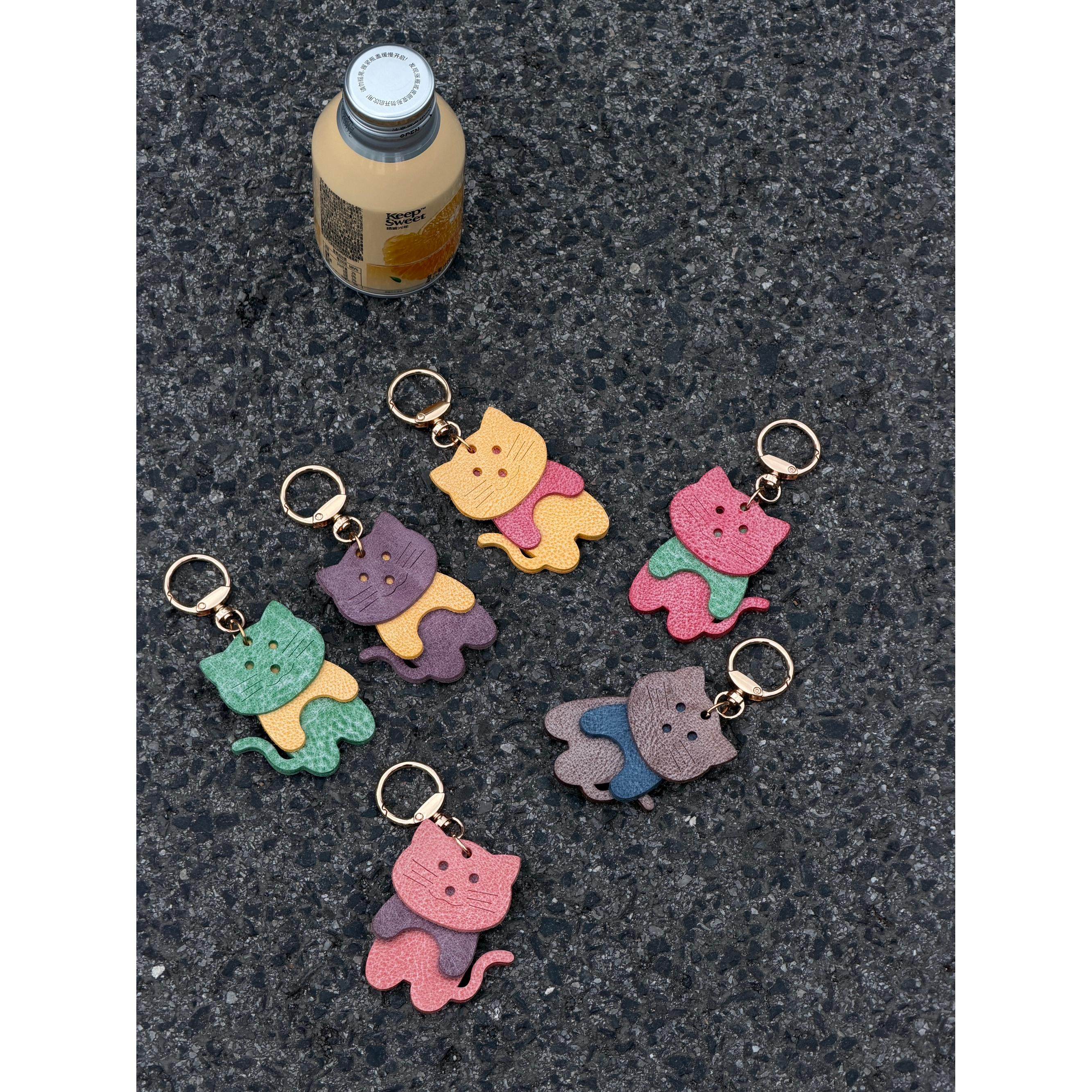 C&Y真皮挂饰~小猫挂件《喵星人》雾蜡牛皮手作灵动版猫咪钥匙扣