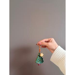 C&Y皮挂饰~圣诞星星树挂件(许愿铃铛版)真皮手作牛皮创意包搭子