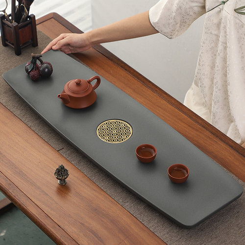 家用乌金石茶盘整块石头茶台现代