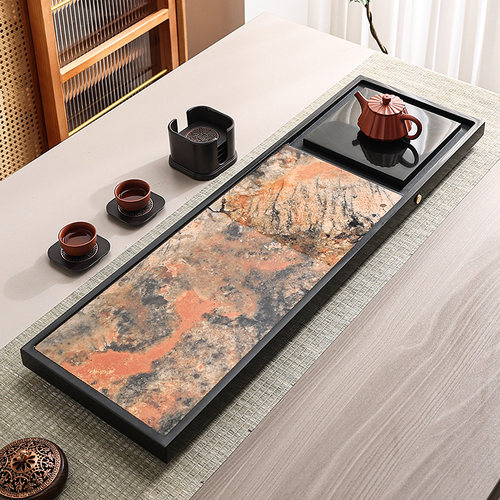 天然整块大小号浮雕茶台定制