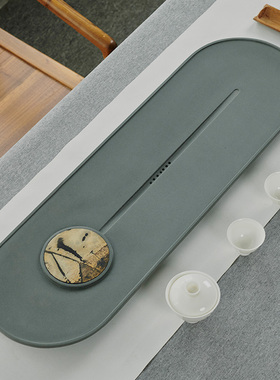 天然乌金石茶盘整块家用天罗绿茶台现代轻奢简约家具排水式小茶海