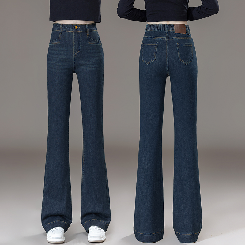 微喇高腰牛仔裤女秋季新款2025复古窄版喇叭裤小个子垂感马蹄裤女