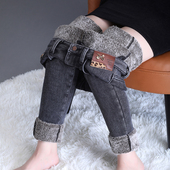外穿高腰抗寒特厚毛紧身小脚裤 羊羔绒牛仔裤 子女士加绒加厚保暖裤