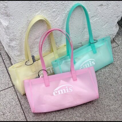 韩国emis糖果色字母帆布包单肩潮流女包妈咪购物袋大容量斜跨包包