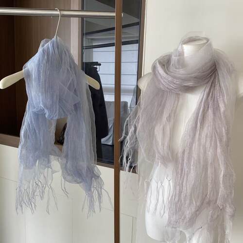 日本maito平替丝巾女春夏防晒文艺风棉麻围巾欧根纱透明薄款纱巾