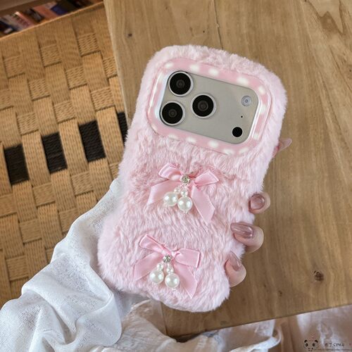 秋冬毛绒realme真我GT8/6/5手机壳7tubro可爱neo2蝴蝶结15x/14网红11女q3pro真我c11/c85/pro/c65茸茸c63/c61
