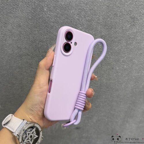 奶油紫色ins手绳适用iPhone17pro max手机壳16pro个性15plus苹果13mini编织e女12/14/se3网红xr套8/6/iP11/7