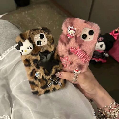 毛绒豹纹猫咪galaxy三星s26ultra手机壳s25plus冬s24fe女s23/s22/s10网红note20pro暖m56/a55可爱a54/a53/a52