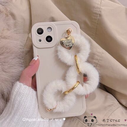 毛绒链条吊坠OPPO reno15pro手机壳14max/13f/11网红10/9/a6gt/a5女find x8高级10+/k12s/realme真我neo7/4
