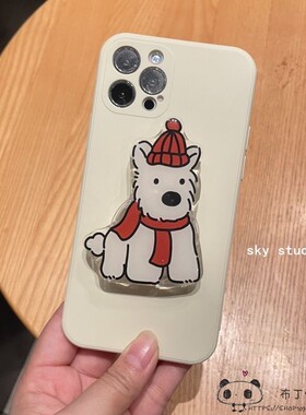 可爱围巾小狗支架s50pro mini修勾vivo y500手机壳y27s小红书y04s/y03t/y56/y36i女y35m套y53t/y21/y78+/x90