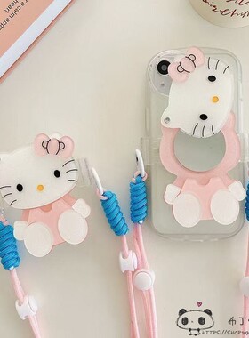 卡通kitty适用note15pro红米k90手机壳k80凯蒂猫k70镜子K60女50ultra/40s斜挎14r13c/12s可爱tubro4/5pro绳1t