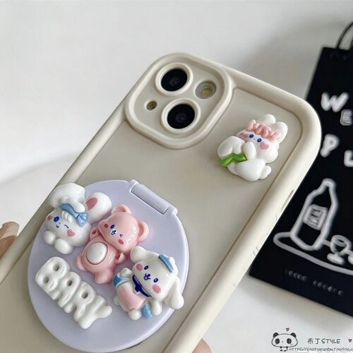 卡通镜子OPPO find x9手机壳8ultra/7兔子reno4se女k5/a3/a6硅胶a2pro1可爱realme15真我GT/a78软a36a96套a97