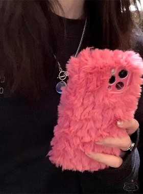 秋冬毛绒适用note15pro红米k90手机壳k80玫红k70e/K60/50ultra/40s粉色14r13c小红书12s女tubro4/5pro网红a2