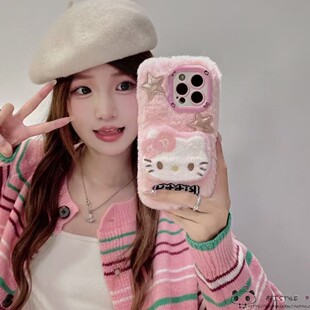 毛绒kitty猫neo11秋iqoo15pro手机壳z10utlra爱酷9x/8冬7se粉6turbo/13+冬s12少女vivo t4/y52s/y78v5t3/y36i