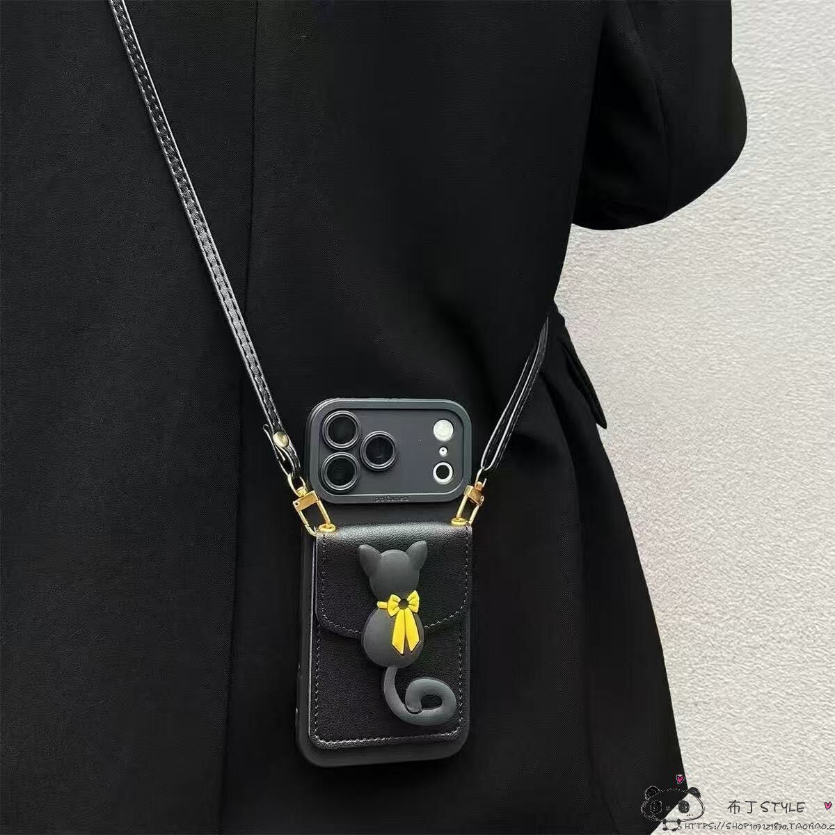 黑猫零钱卡包适用note15pro红米k90手机壳k80绳k70斜挎K60网红50ultra/40s/14r13c/12s女tubro4/5pro防摔11t