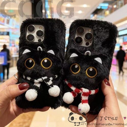 毛毛绒绒适用一加turbo6手机壳1+ace6t/15秋冬13/12黑猫ace3/one plus11r女ace2pro/nord5可爱n100/ce4套3v2