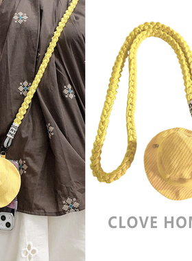 Clove 黄色条纹帽子包手机绳斜跨男女活力编织绳CCD小包链零钱包