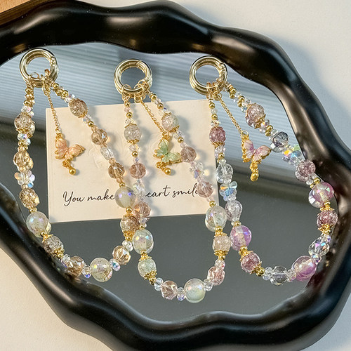 轻奢蝴蝶手机链短款高级感挂件女