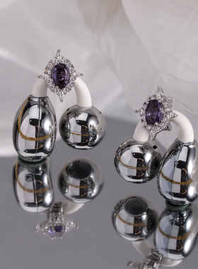 Clove 紫色锆石耳机钻扣可旋转耳机夹女适用华为freeclip蓝牙耳机