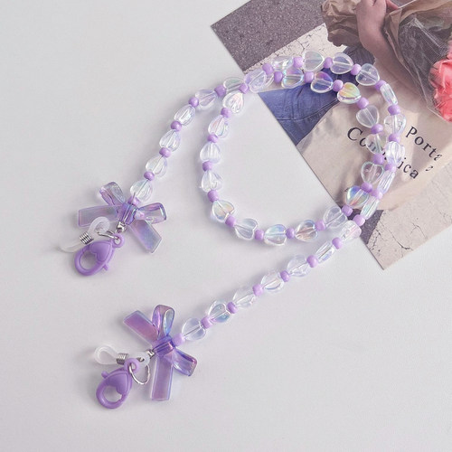 紫色蝴蝶结口罩链爱心眼镜链女孩