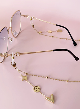 Clove 金色钛钢眼镜链小香风口罩链条四叶草流苏墨镜挂脖链女时尚