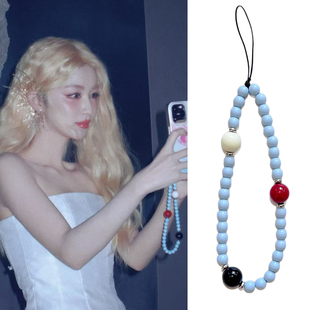Clove 王楚然明星同款手机链短款奶蓝色串珠包挂件钥匙扣潮男女