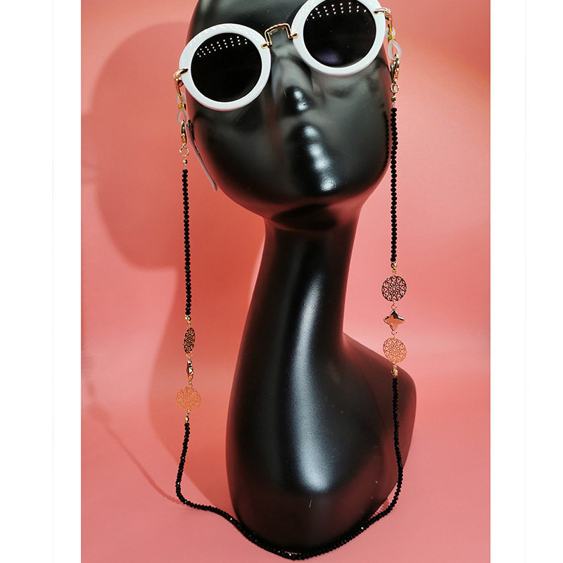 CLOVE EUROPEAN AND AMERICAN ETHNIC STYLE MASK HANGING CHAIN BLACK CRYSTAL BEADED GLASSES CHAIN INS BLOGGER SAME SWEATER CHAIN