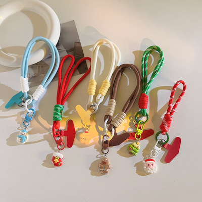 圣诞树老人手机链短款编织挂绳