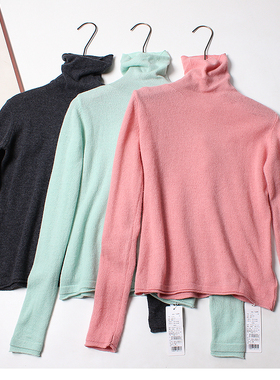 软糯~27山羊绒+73绵羊毛打底衫冬季款修身内搭保暖高领套头毛衣女