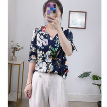 弹力双乔真丝短袖衬衫女2025春夏新款花色桑蚕丝上衣T恤小衫