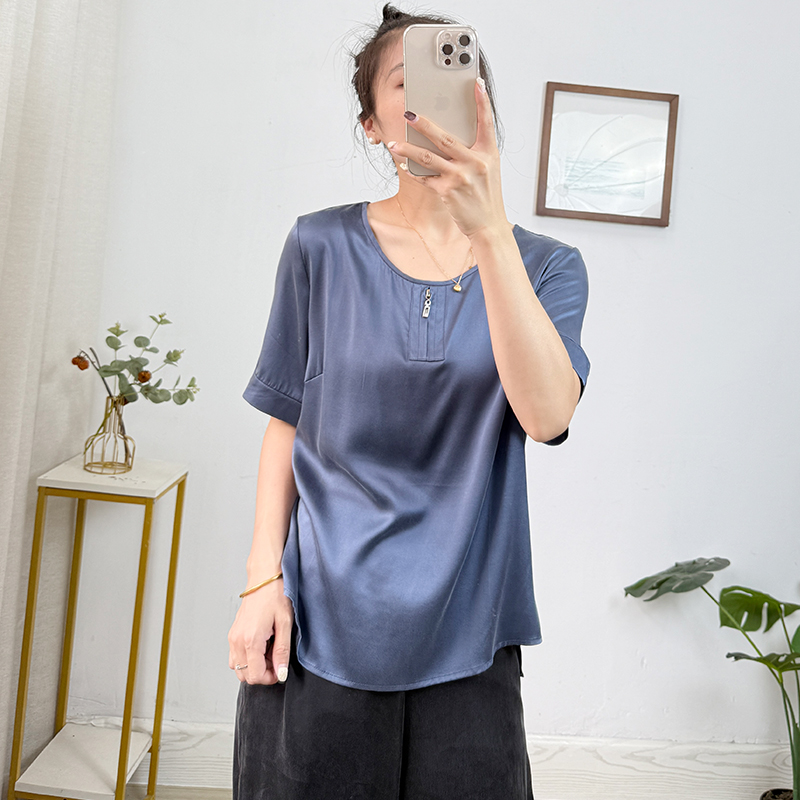 重磅砂洗真丝短袖T恤女