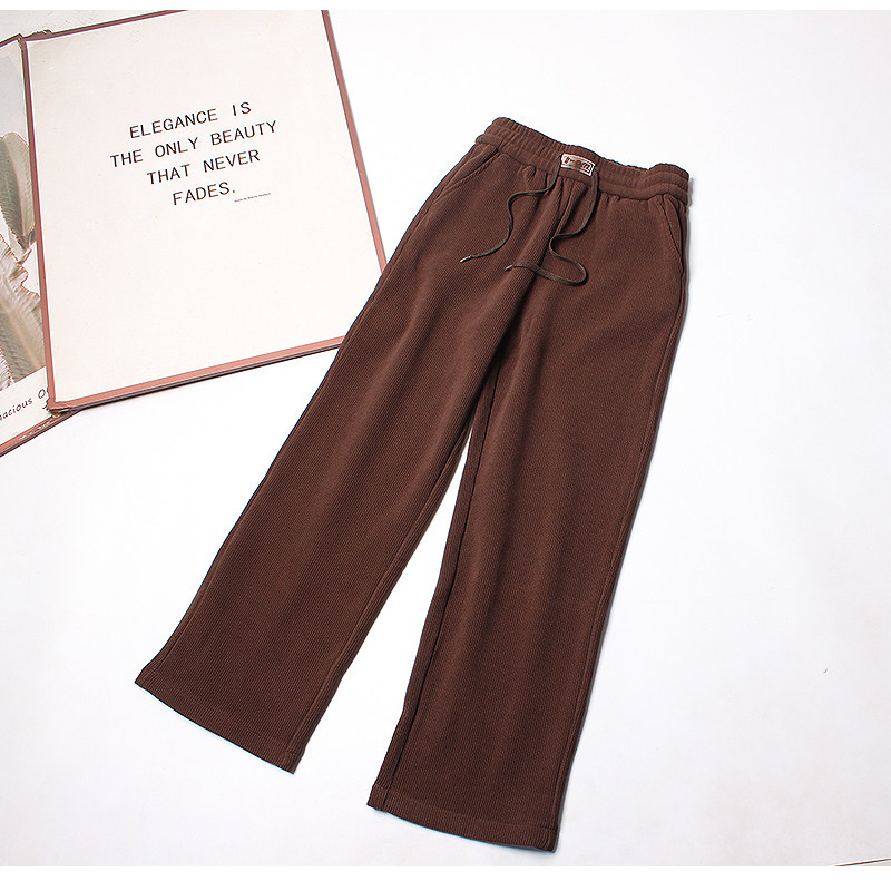 咖色加绒加厚一体绒雪尼尔阔腿裤女冬高腰休闲美拉德窄版直筒裤子,女装/女士精品,休闲裤,淘宝优惠券,粉丝福利购,淘宝优惠卷