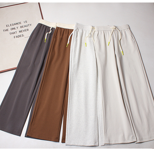 女 宽松显瘦抽身松紧腰休闲运动直筒阔腿裤 质感敲赞 棉质2026春季