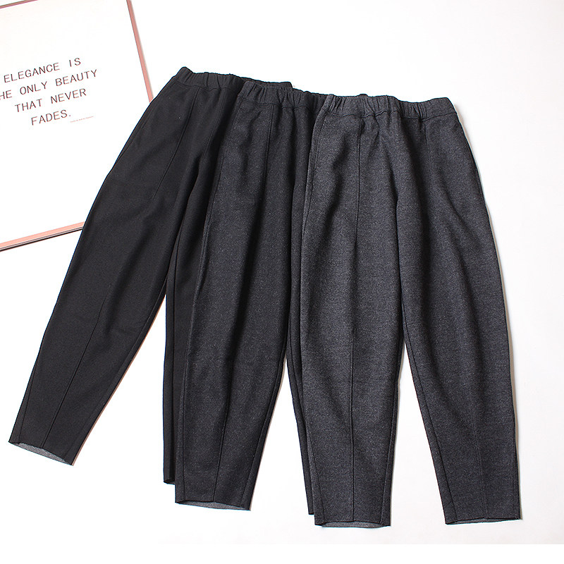 裤型真好看~巨显瘦 100%美丽诺羊毛裤女秋冬季保暖宽松休闲萝卜裤