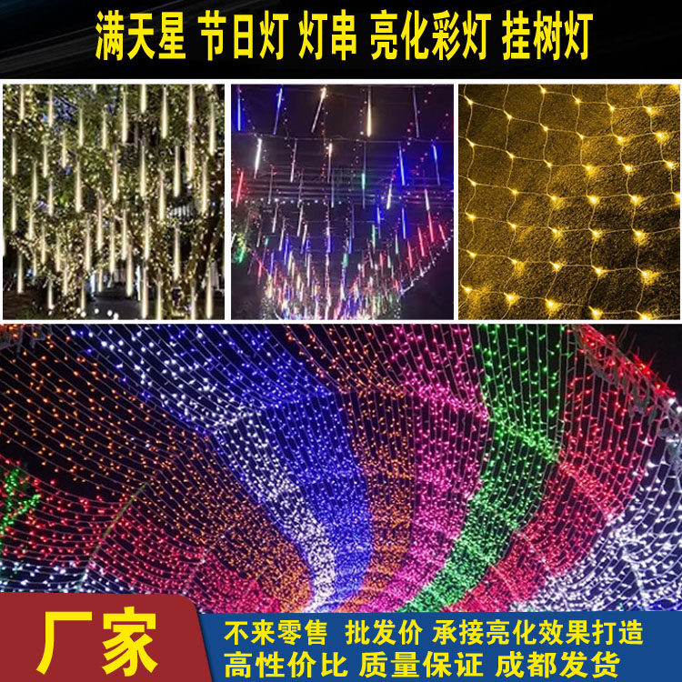 LED小彩灯闪灯串灯满天星流星雨七彩变色霓虹户外防水节日装饰灯