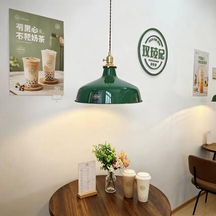 英伦中古墨绿色黄铜吊灯轻奢港式餐厅吧台民宿餐饮氛围感艺术吊灯