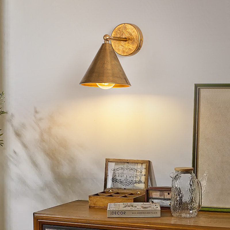 复古做旧黄铜壁灯玄关咖啡厅吧台美式卧室灯招牌壁灯卫生间镜前灯
