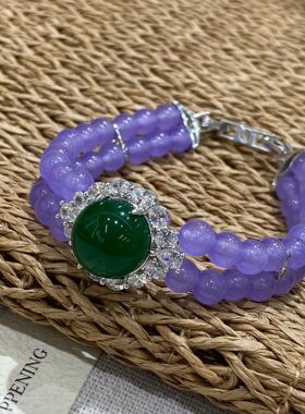 ins风小众气质饰品天然紫水晶6M手链女小众轻奢高级感锆石手饰新