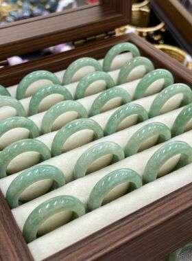新中式简约时尚天然东陵玉戒指冰种玉戒圈玉扳指男女款玉石指环戒