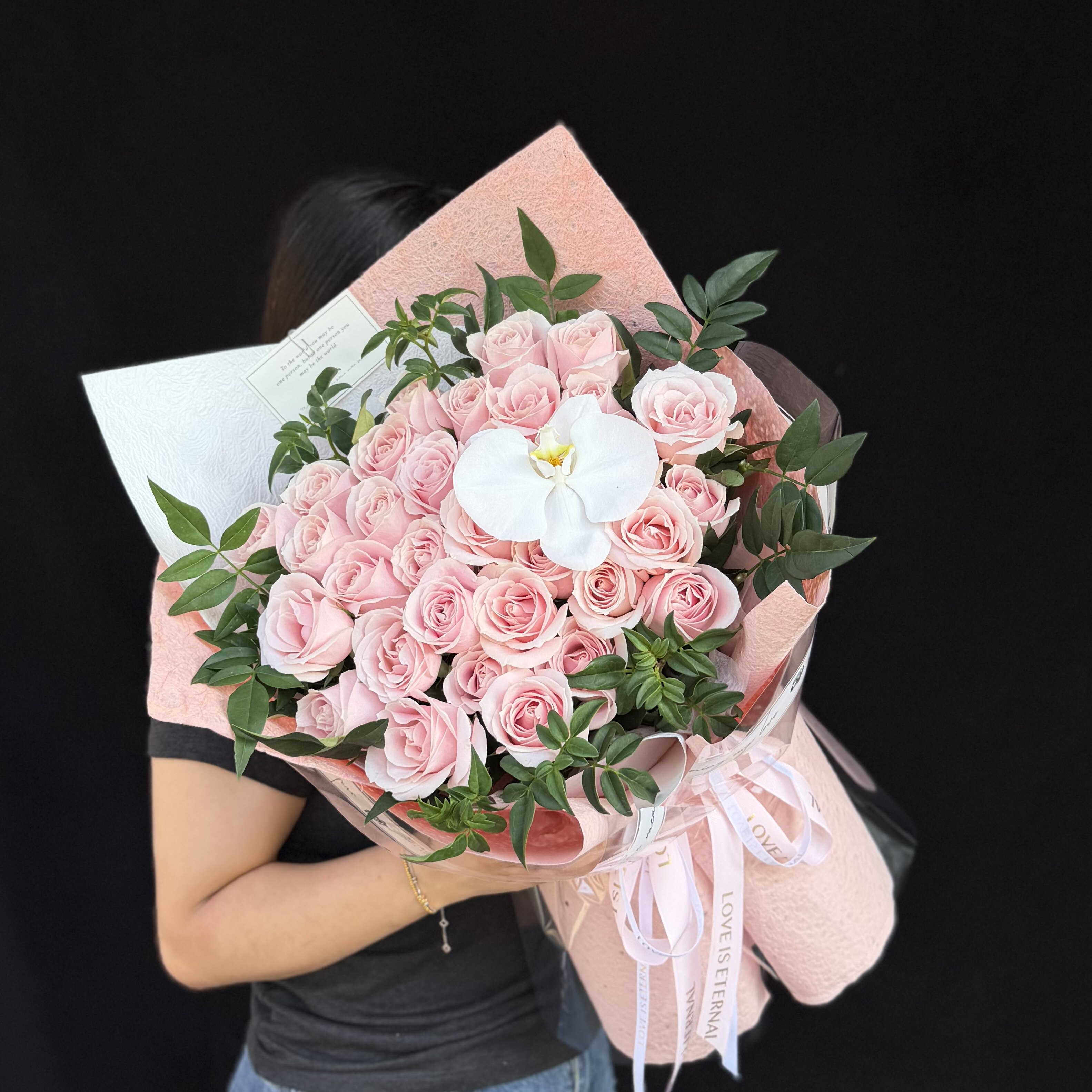 西安鲜花花店同城速递33枝粉玫瑰红玫瑰花束女友表白生日纪念日
