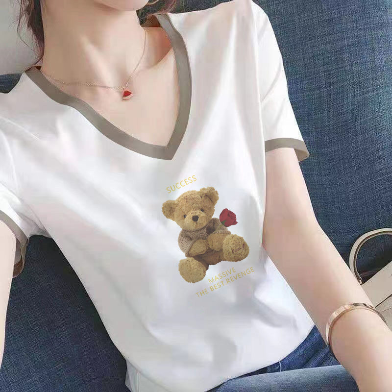 韩版休闲风短袖打底衫潮流V领基础百搭T恤女夏白色修身版半袖上衣,女装/女士精品,T恤,淘宝优惠券,粉丝福利购,淘宝优惠卷