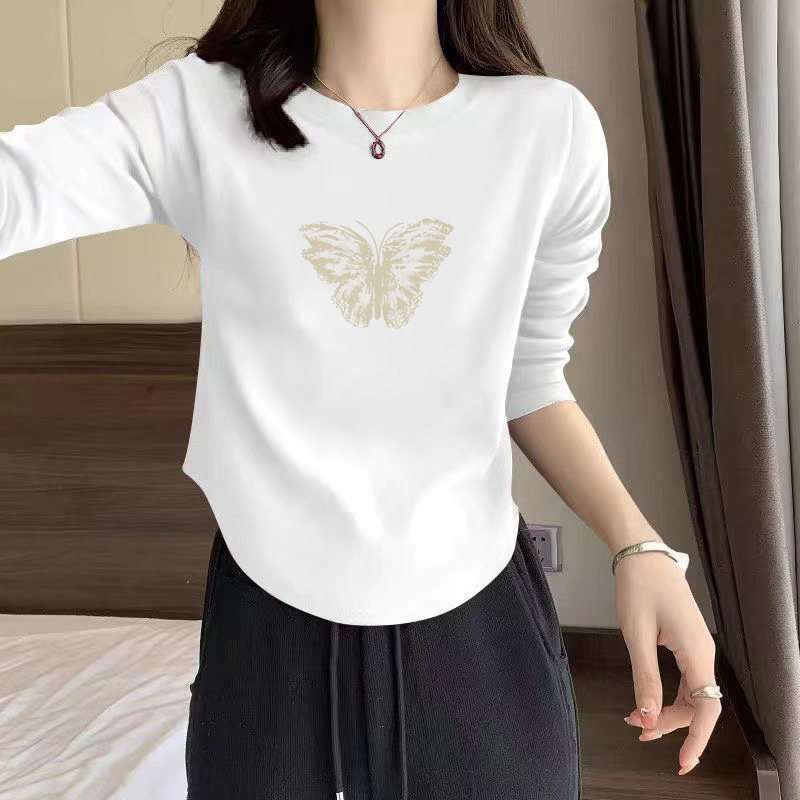 2025秋季新款基础打底衫纯色圆领长袖T恤女字母印花时尚减龄上衣,女装/女士精品,T恤,淘宝优惠券,粉丝福利购,淘宝优惠卷