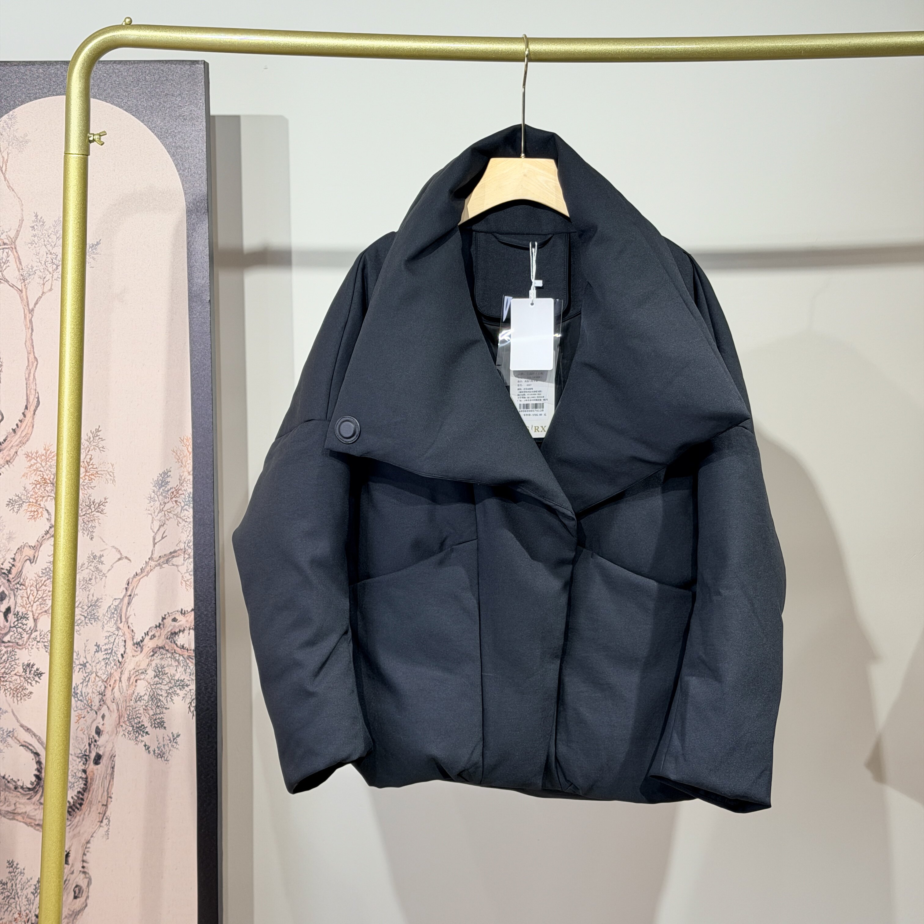 专注品质日本进口中空纱94鹅绒翻领羽绒服 设计师款宽松面包外套